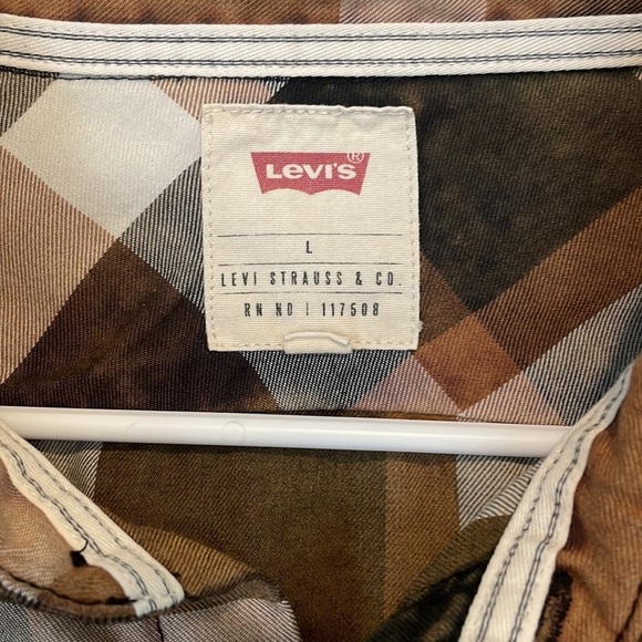 Levi’s Plaid Button Down Shirt Brown Size Large - Picture 2 of 10